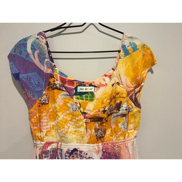 Jams World Dress Fun Floral Print Empire Waist Button Closure Womans Size M‎ - Picture 2 of 7